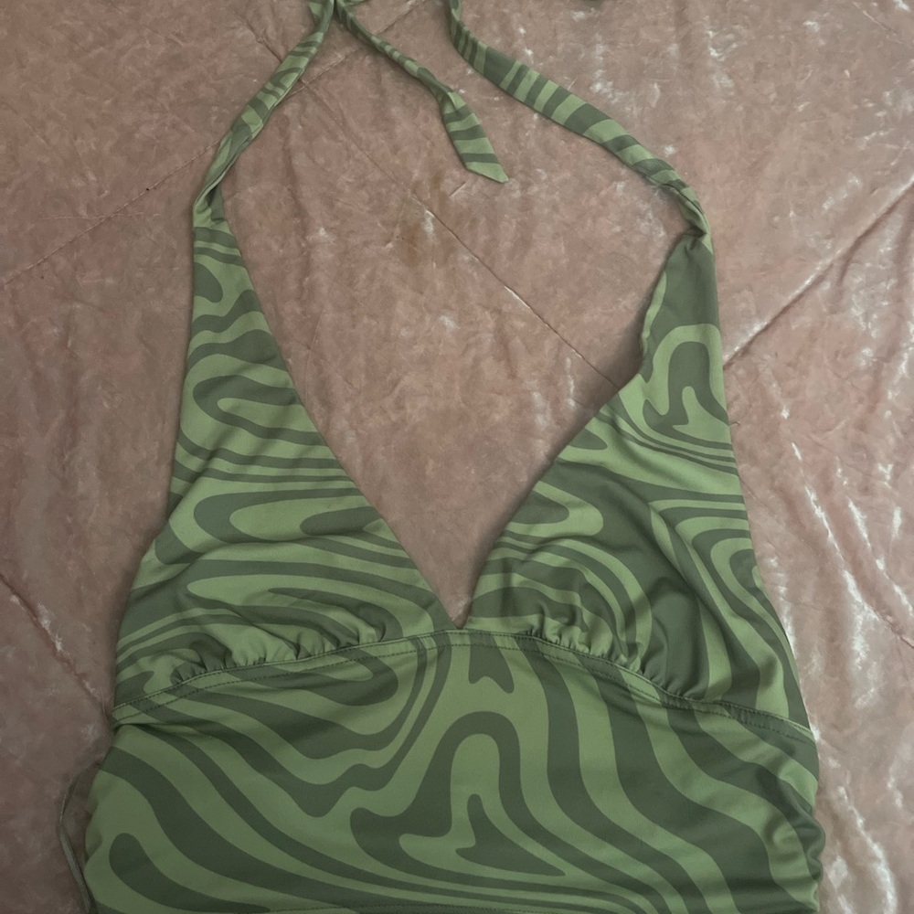 Garage Green Retro Swirl Halter Top